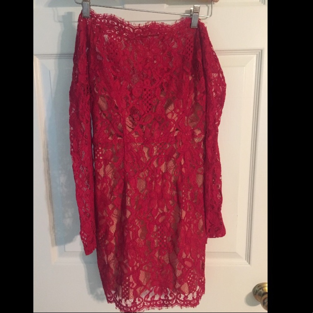 Red lace dress